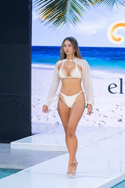 Ellen Hunter x Vauras Cream Bikini with Sheer Robe