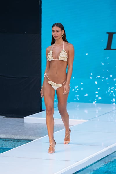 Leccesse Design Minimalist Cream Two-Piece Swimsuit