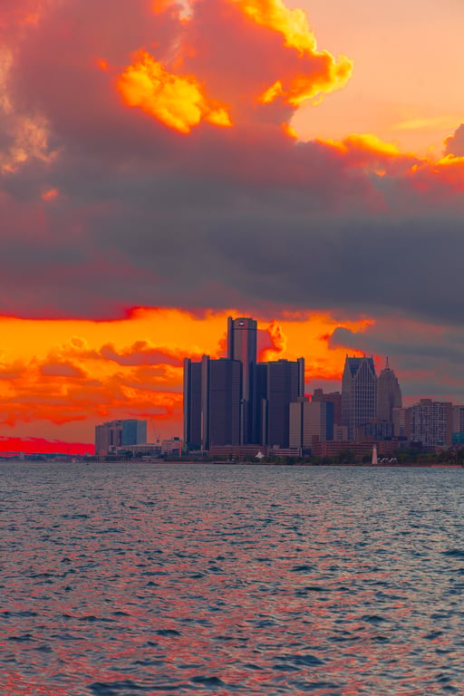 Detroit Skyline Wall Art Belle Isle Riverside