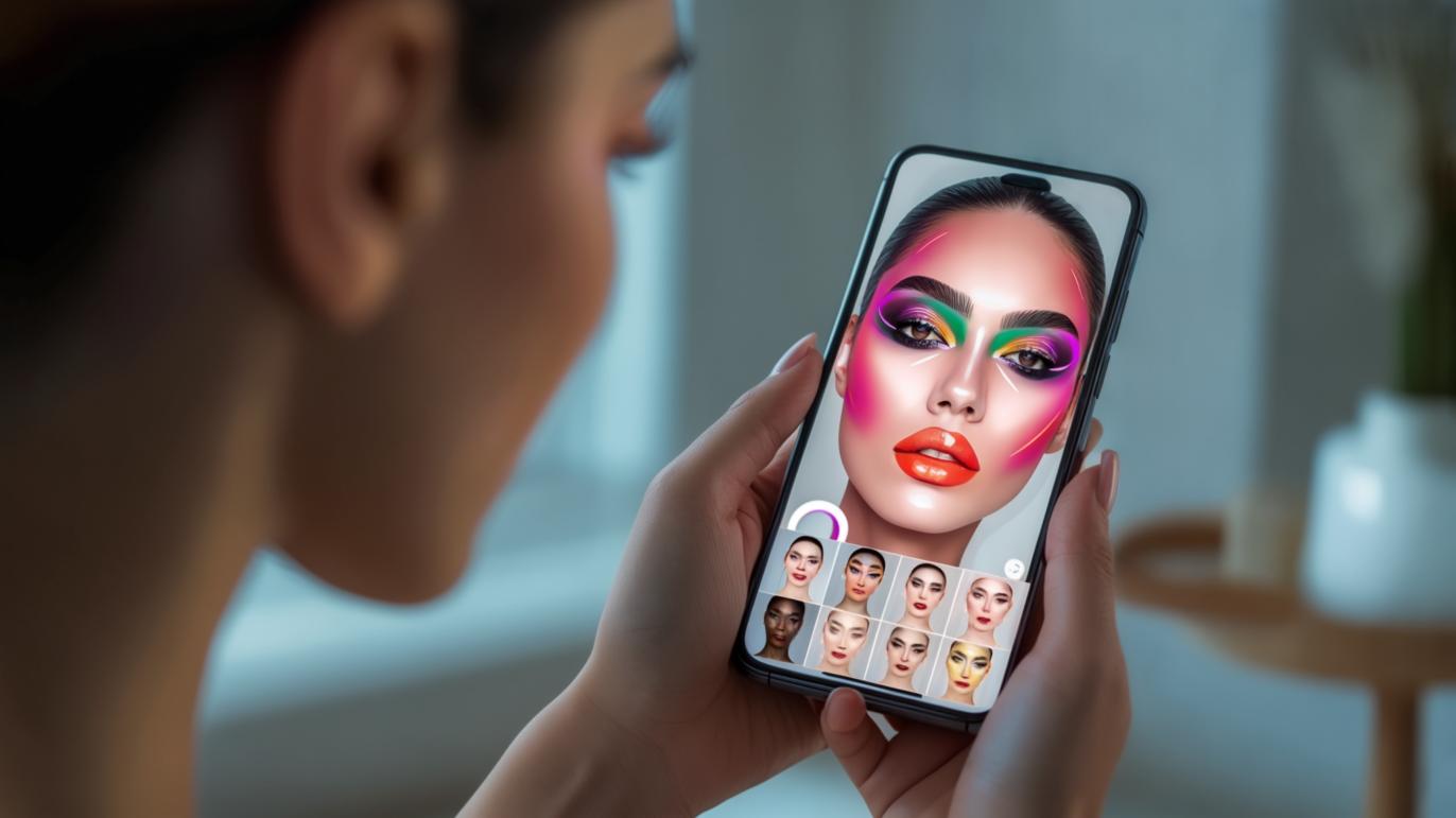 Teknologi AR dalam makeup virtual try-on.