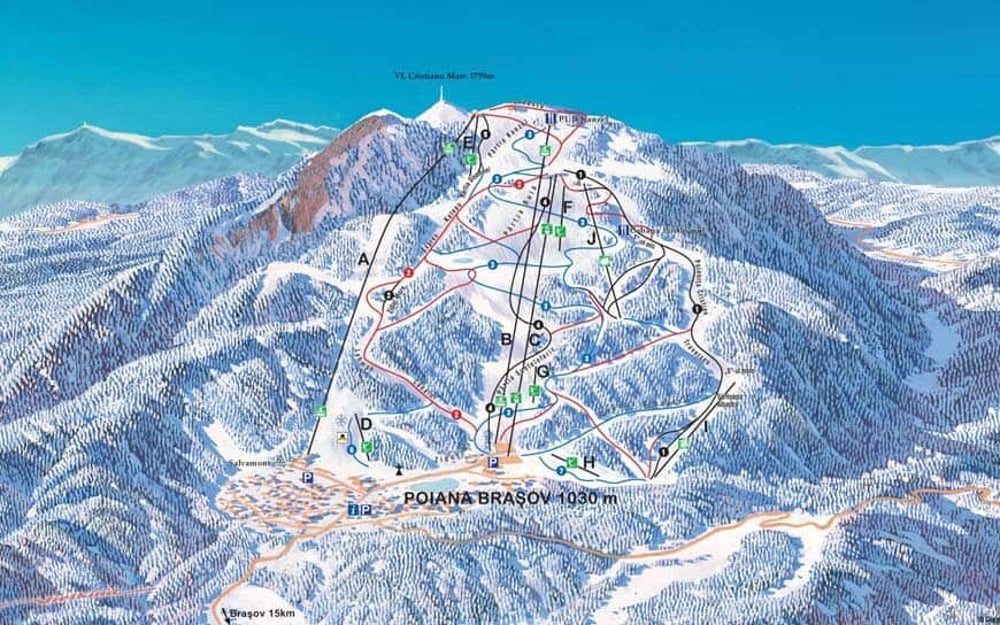 Skying Slopes Map at Poiana Brasov