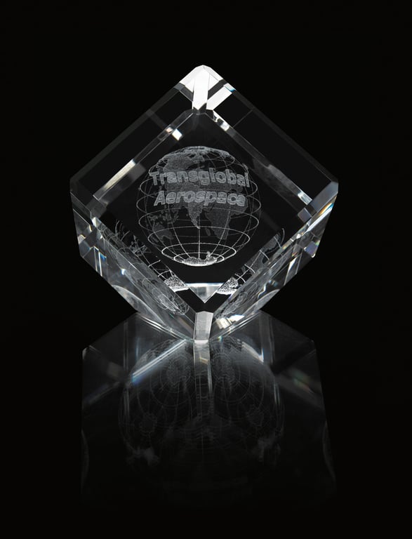 Universal Source® Large Slant Cube Optical Crystal Award — view 3
