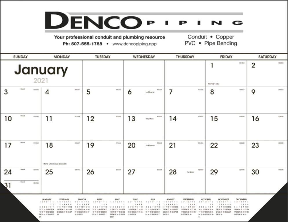 Triumph® Calendars Black & White Desk Pad Calendar with Vinyl Corners — view 3