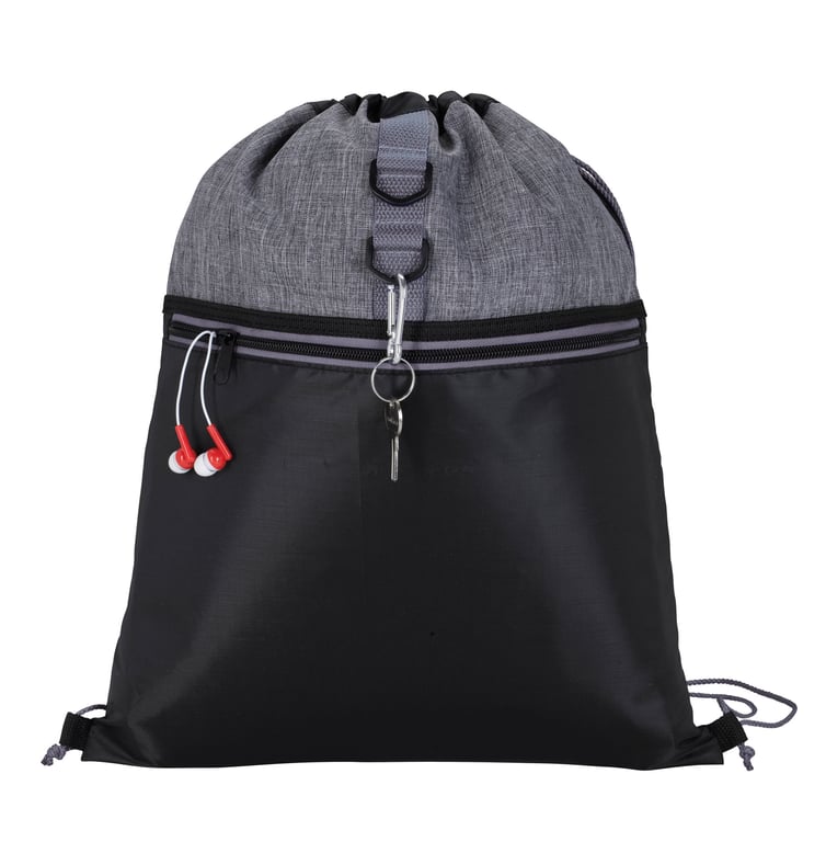 Stand Alone Drawstring Backpack with Front Zip Pocket — view 18