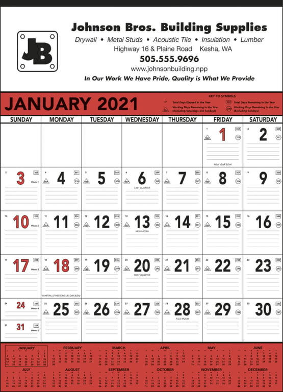 Triumph® Calendars Red & Black Contractor Memo Calendar — view 4