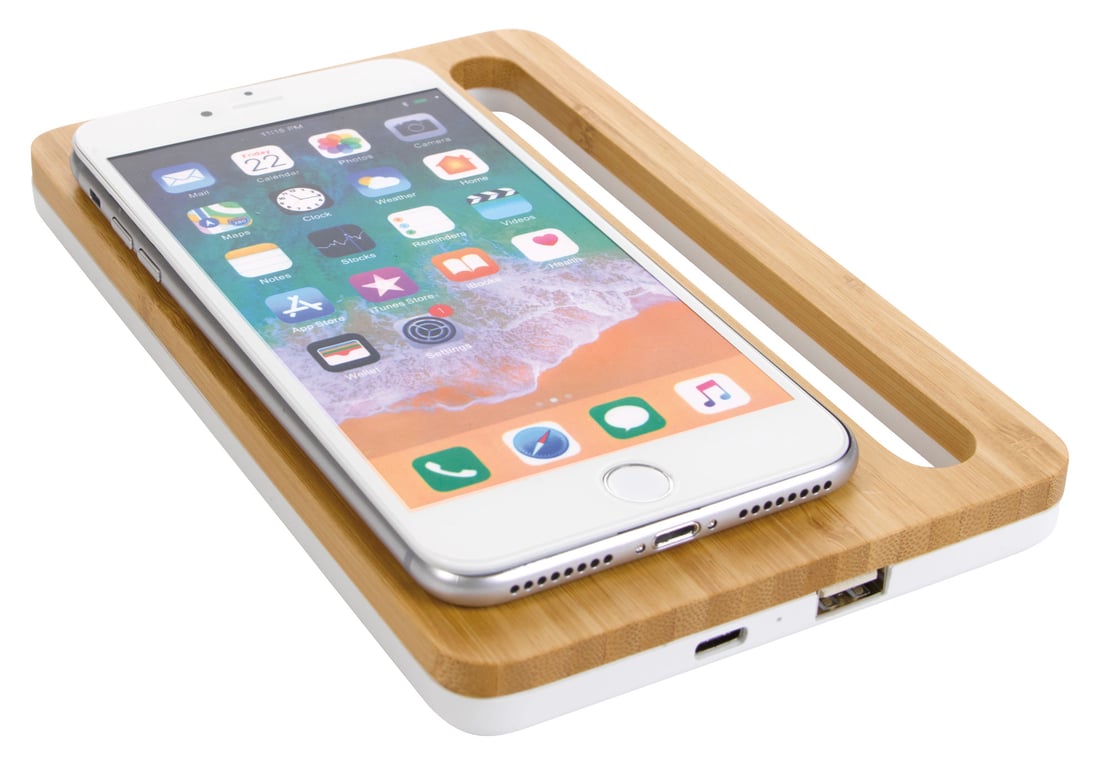 Bamboo Wireless Charging Pad with Phone Stand — view 9