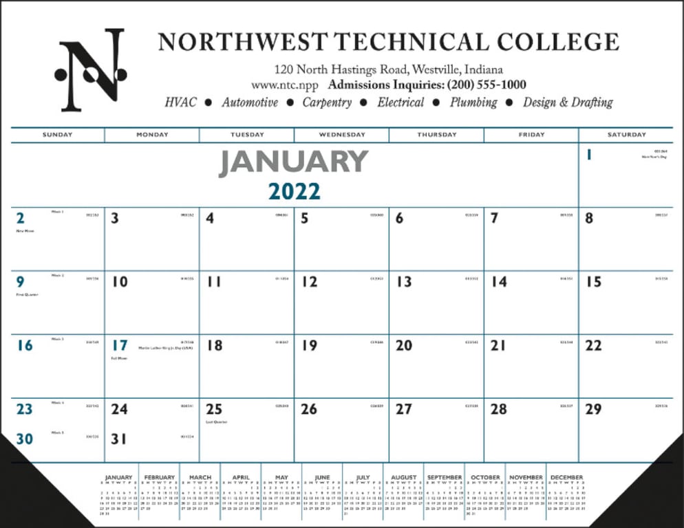 Triumph® Calendars Blue & Black Desk Pad with Vinyl Corners — view 12