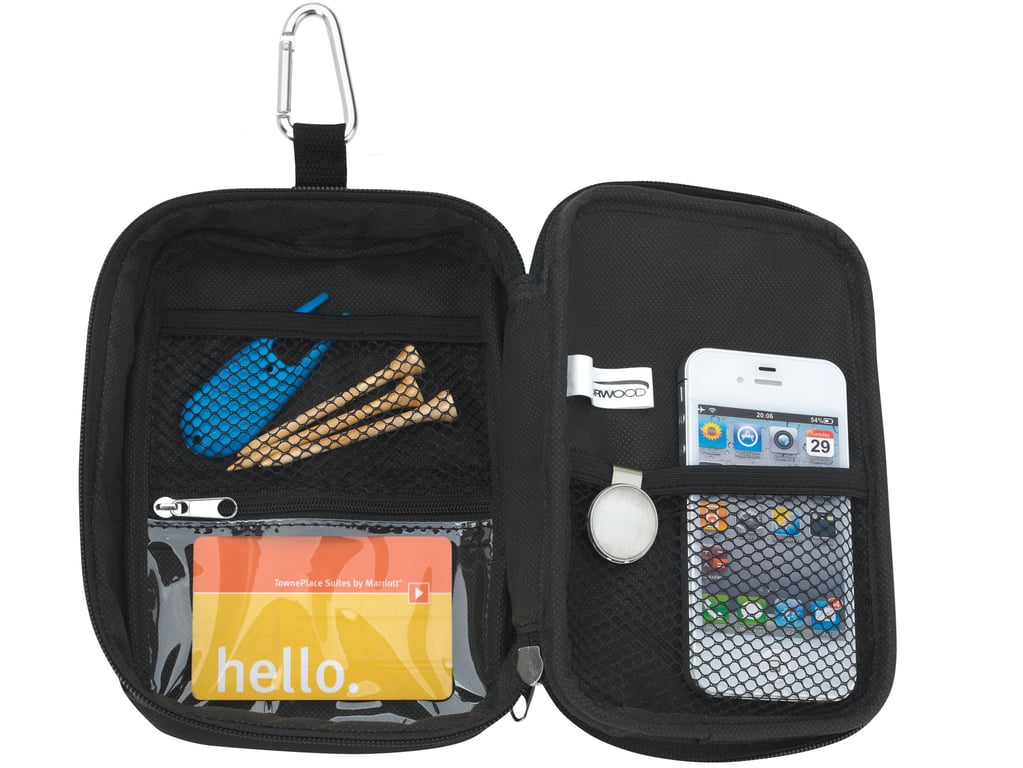 Valuables Zippered Pouch with Mesh Pockets and Carabiner — view 7