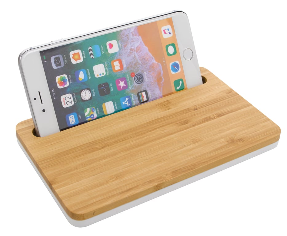 Bamboo Wireless Charging Pad with Phone Stand — view 11
