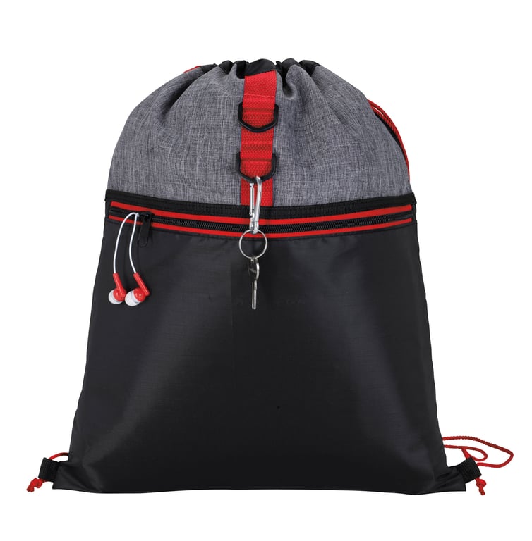 Stand Alone Drawstring Backpack with Front Zip Pocket — view 21