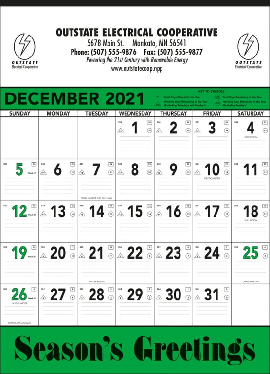 Triumph® Calendars Green & Black Contractor Memo Calendar — view 5