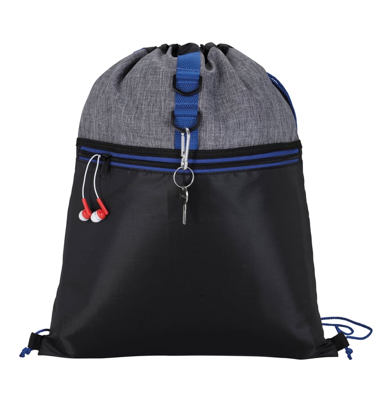 Stand Alone Drawstring Backpack with Front Zip Pocket — view 24