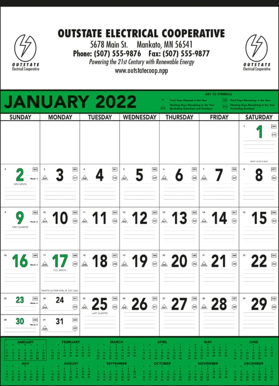 Triumph® Calendars Green & Black Contractor Memo Calendar — view 4
