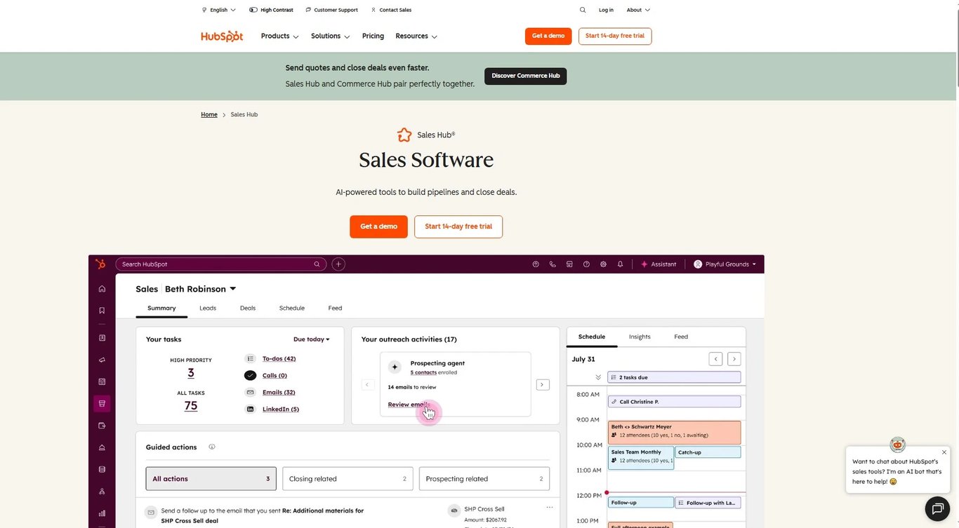 CRM onboarding process with HubSpot Sales Hub interfac