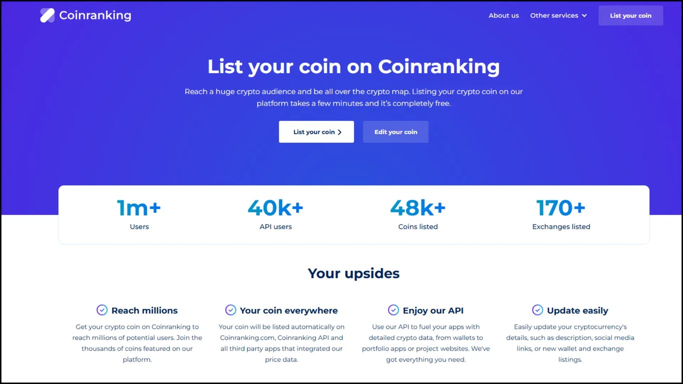 List your coin on coinranking