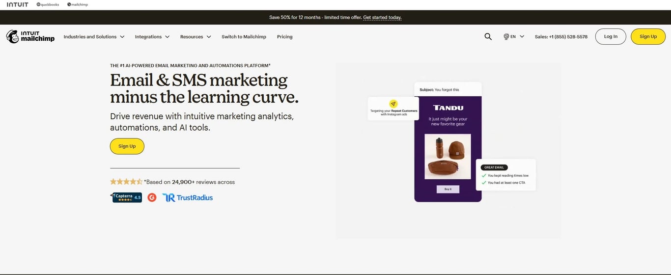 “Mailchimp campaign builder with email templates and automation