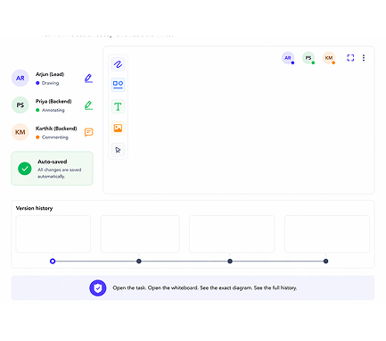 The architecture diagram is inside the task not in a Miro board nobody remembers the link to.