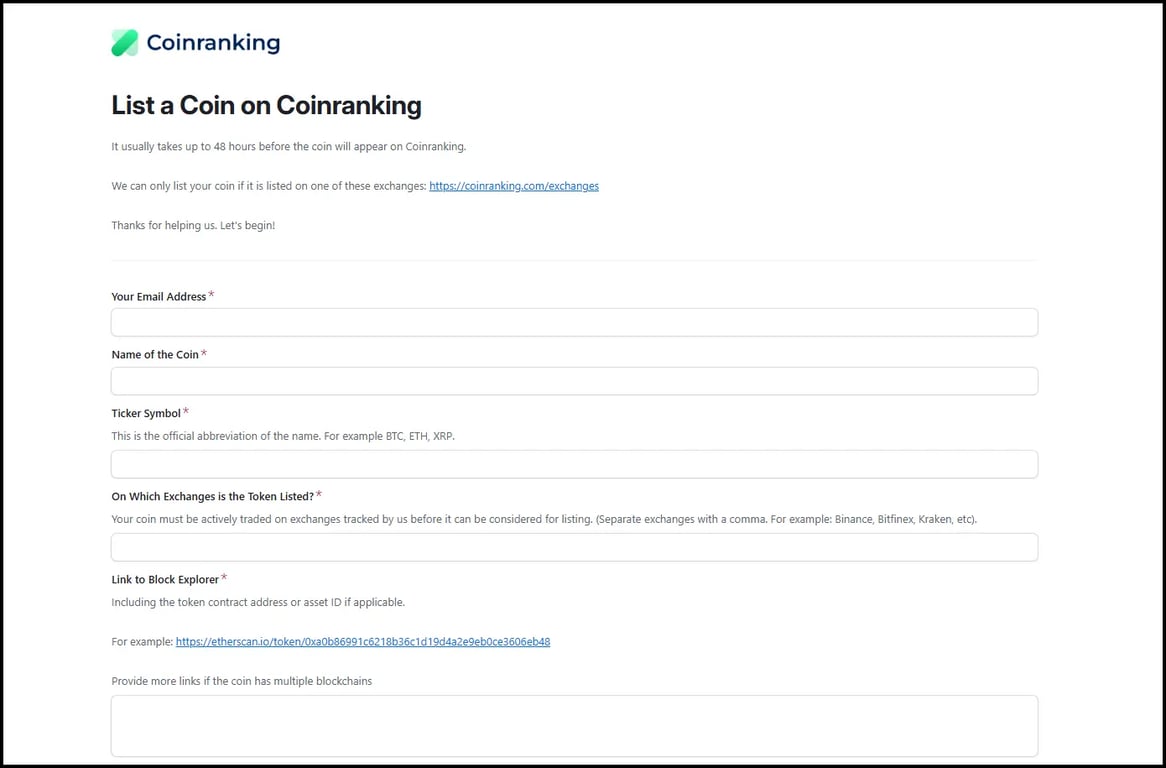 coin ranking form details