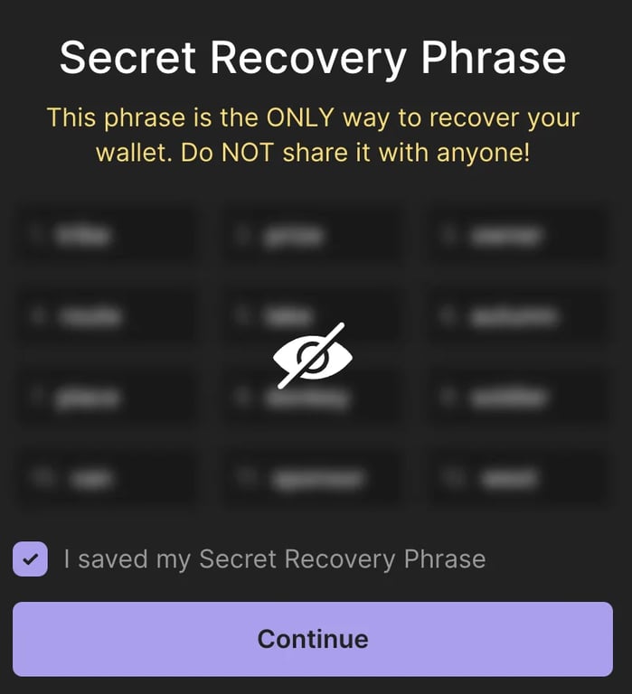 secret recovery phrase