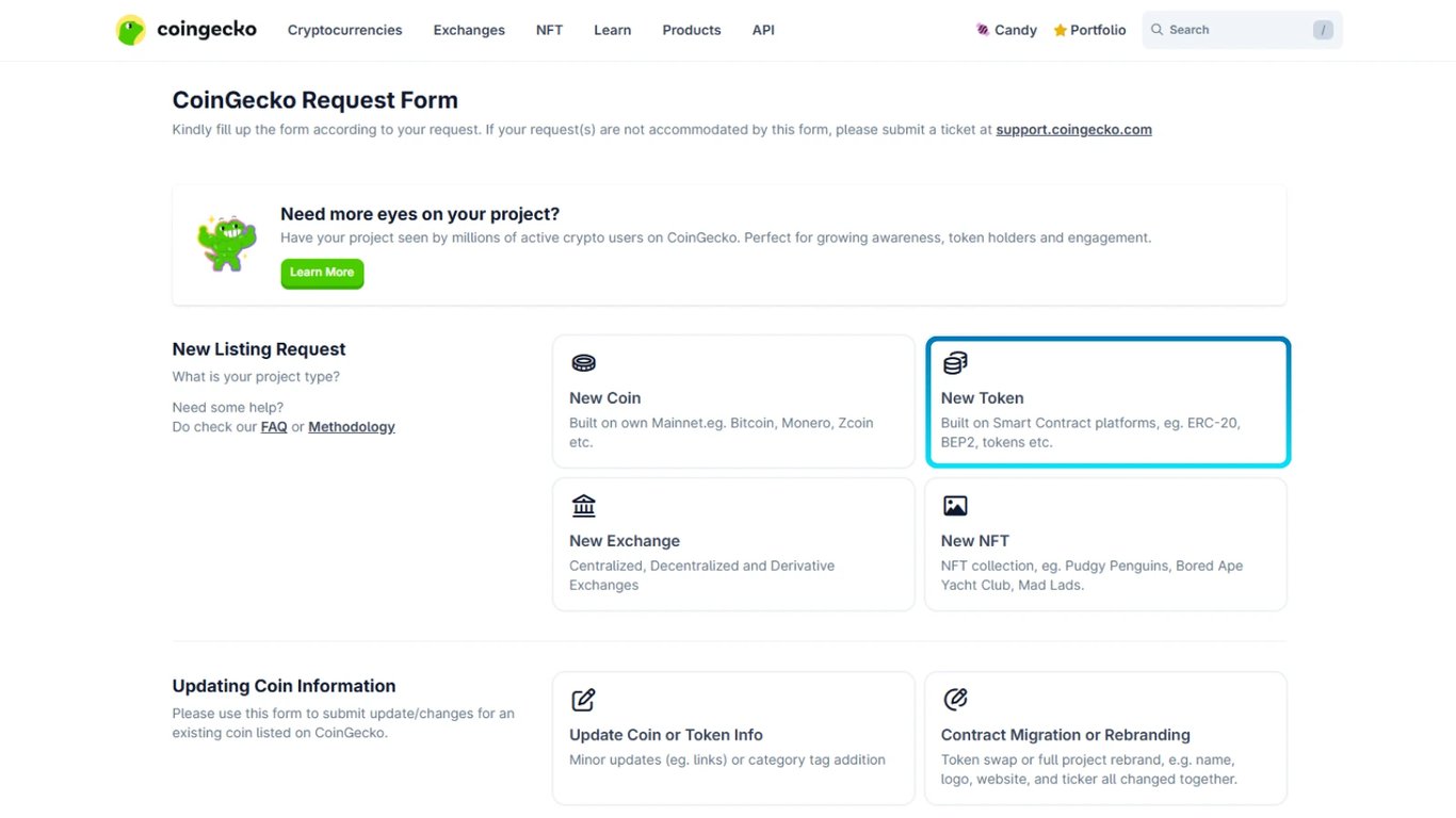 List your token on CoinGecko