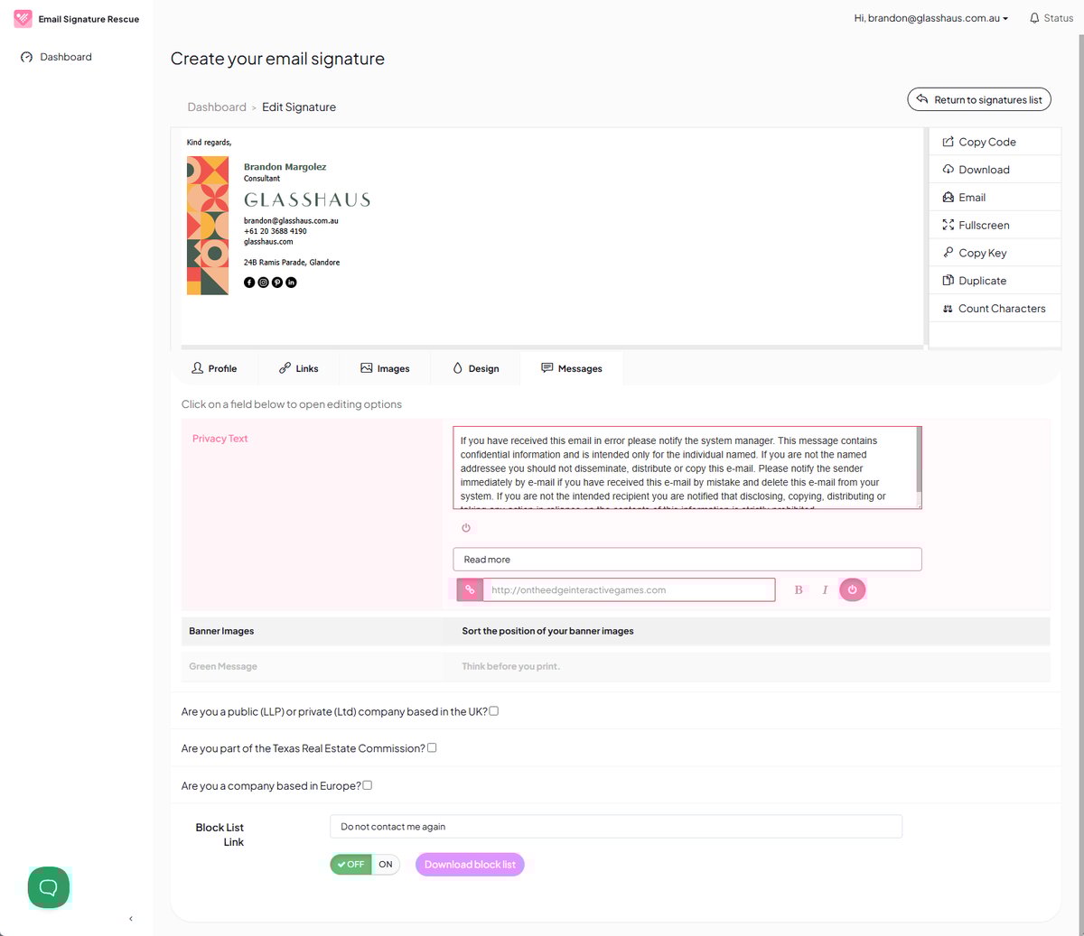 Messages Editor Preview