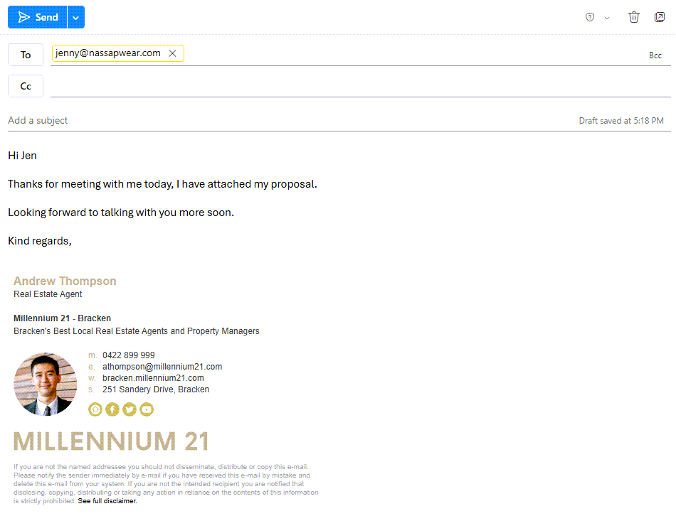 Email with professional signature