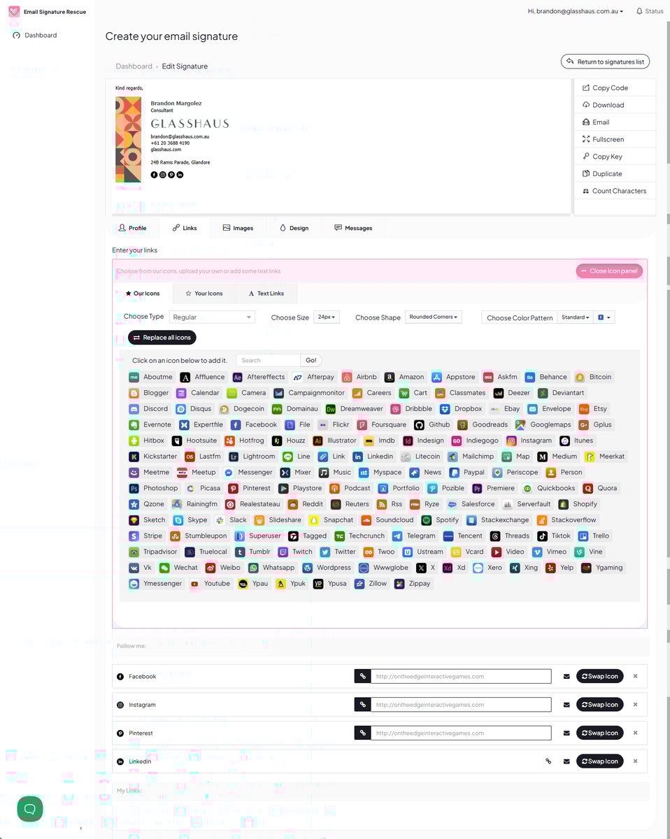 Links Editor Preview