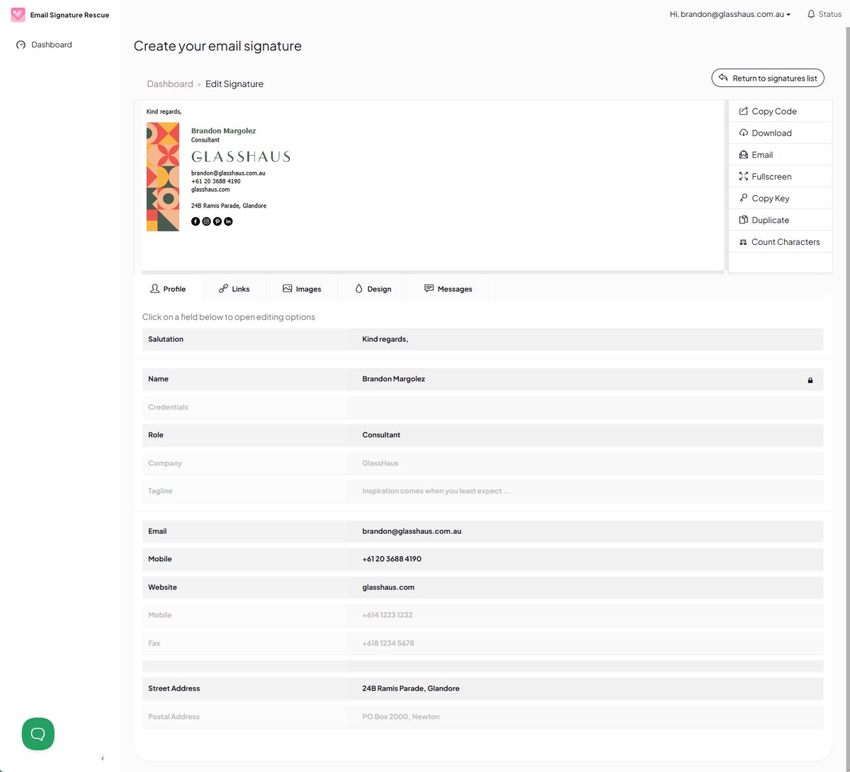 Profile Editor Preview