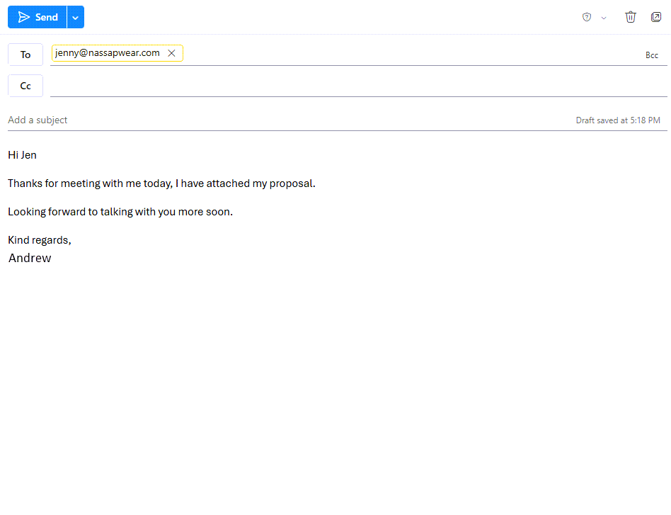 Email without professional signature