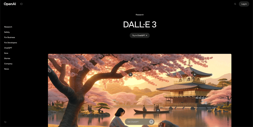 DALL-E 3 interface in OpenAI showing generation capabilities