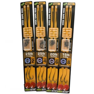 Вързани куки на косъм Fox Wide Gape Ready Rigs GRAVELLY BROWN
