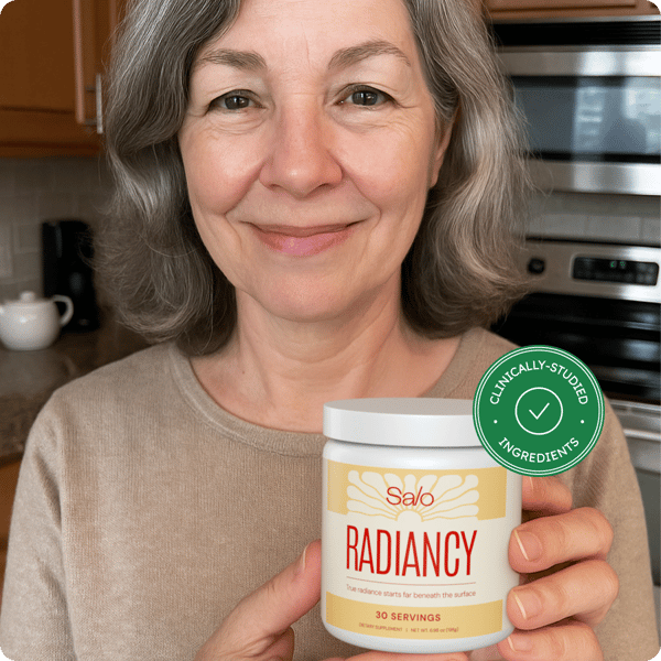 happy woman holding radiancy