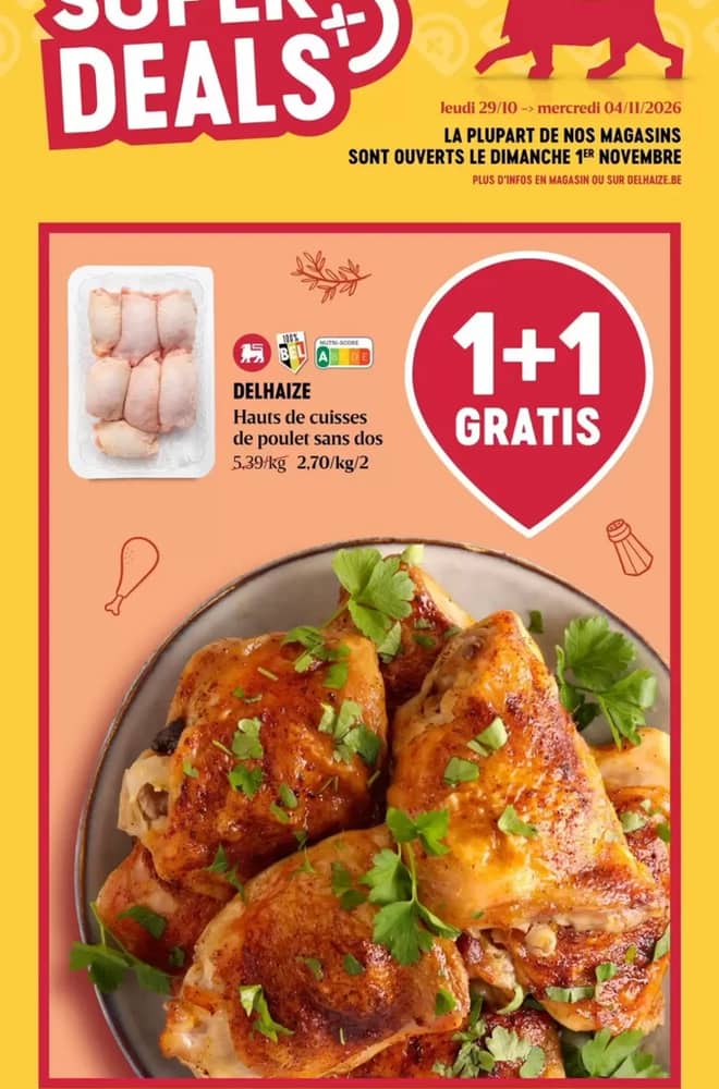 Voorpagina van de folder van AD Delhaize, geldig 29 oktober 2026 – 4 november 2026