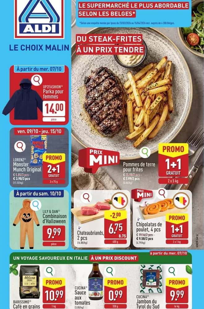 Voorpagina van de folder van Aldi, geldig 5–10 oktober 2026