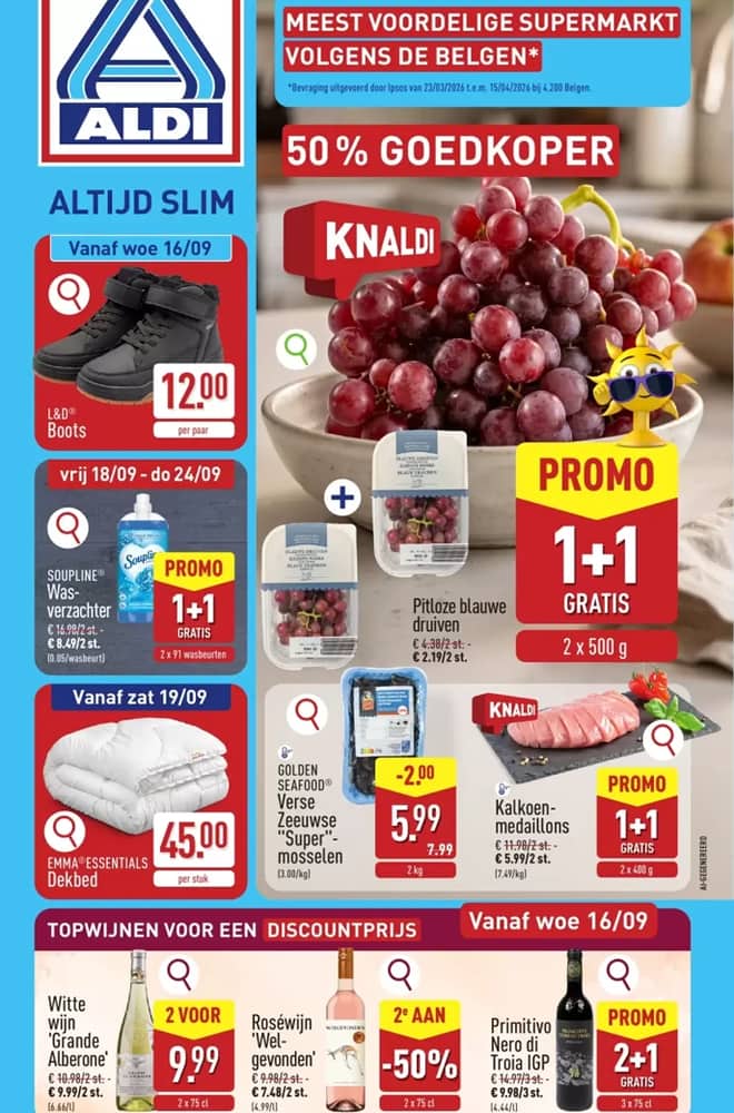 Voorpagina van de folder van Aldi, geldig 14–19 september 2026