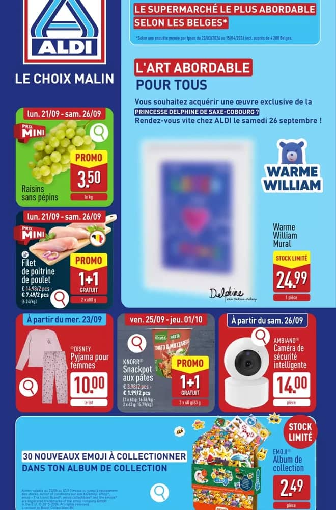 Voorpagina van de folder van Aldi, geldig 21–26 september 2026
