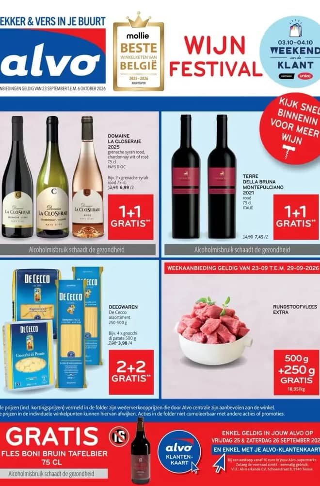 Voorpagina van de folder van Alvo, geldig 23 september 2026 – 6 oktober 2026