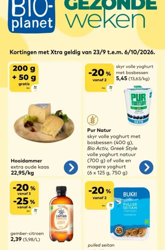 Voorpagina van de folder van Bio-Planet, geldig 23 september 2026 – 6 oktober 2026
