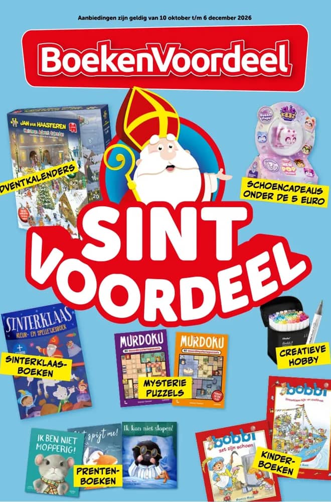 Voorpagina van de folder van Boekenvoordeel, geldig 10 oktober 2026 – 6 december 2026