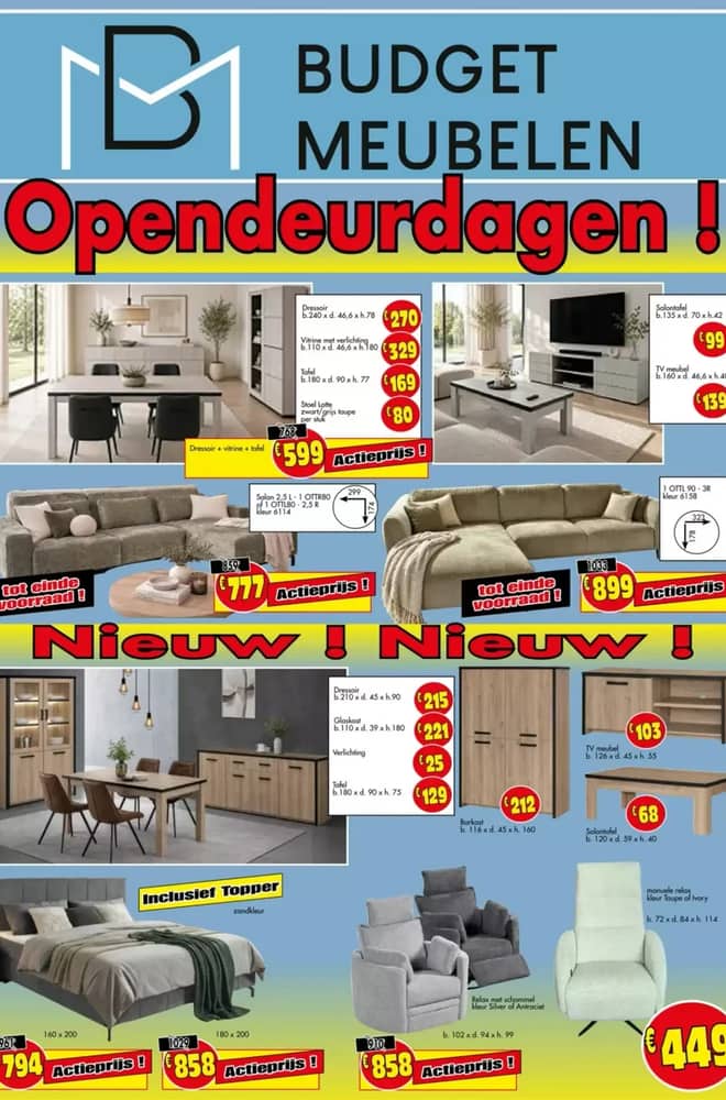 Voorpagina van de folder van Budget Meubelen, geldig 12 oktober 2026 – 15 november 2026