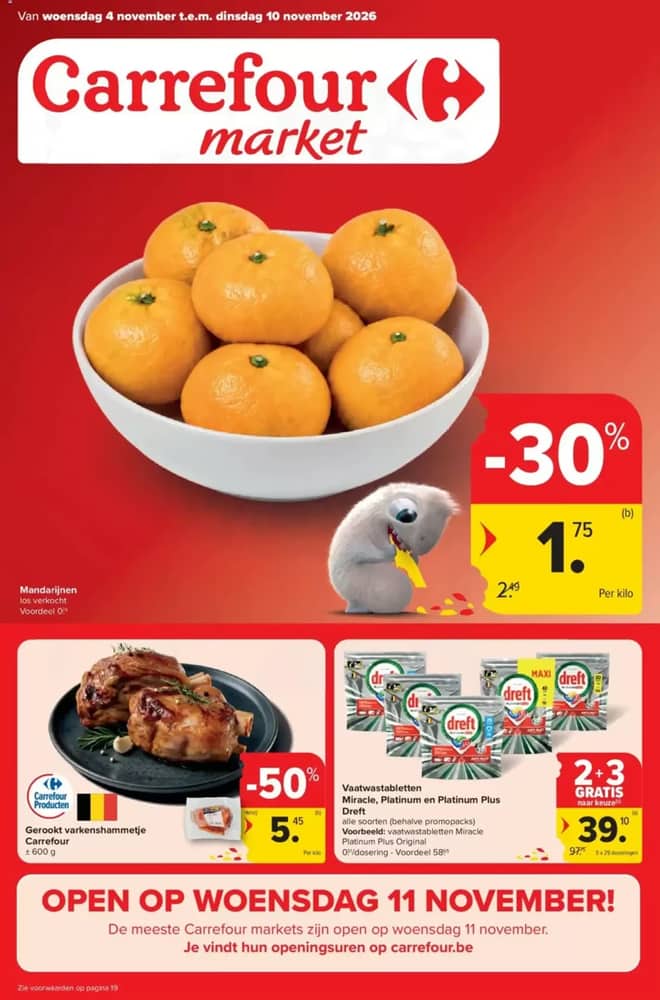 Voorpagina van de folder van Carrefour Market, geldig 4–10 november 2026