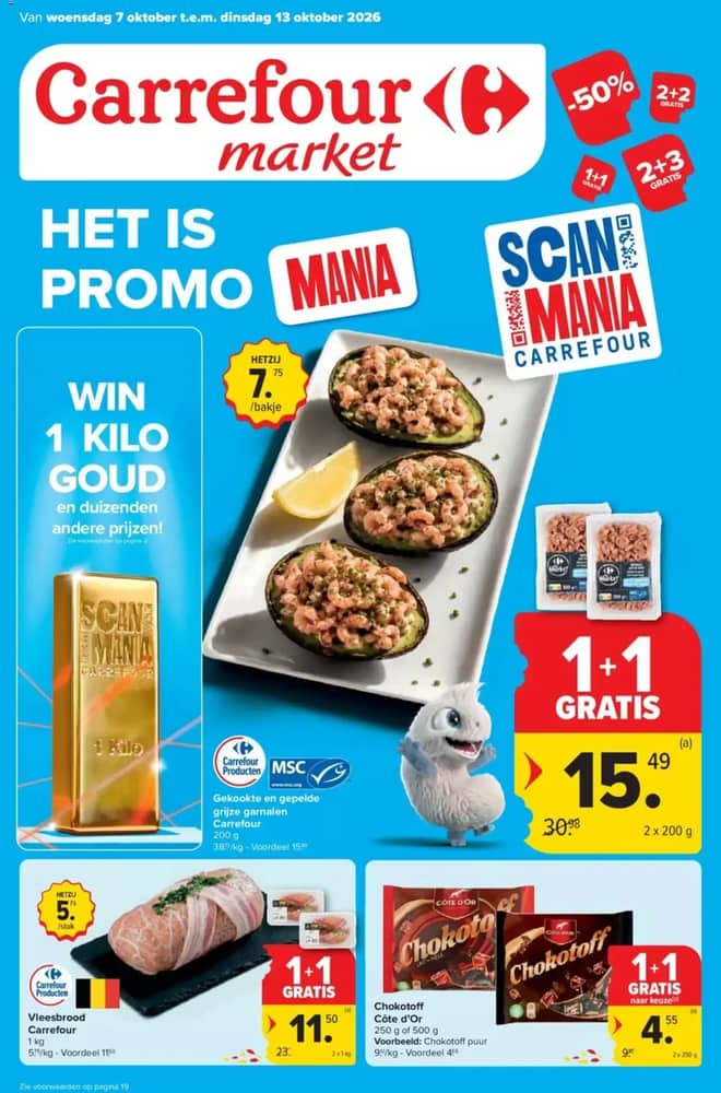 Voorpagina van de folder van Carrefour Market, geldig 7–13 oktober 2026