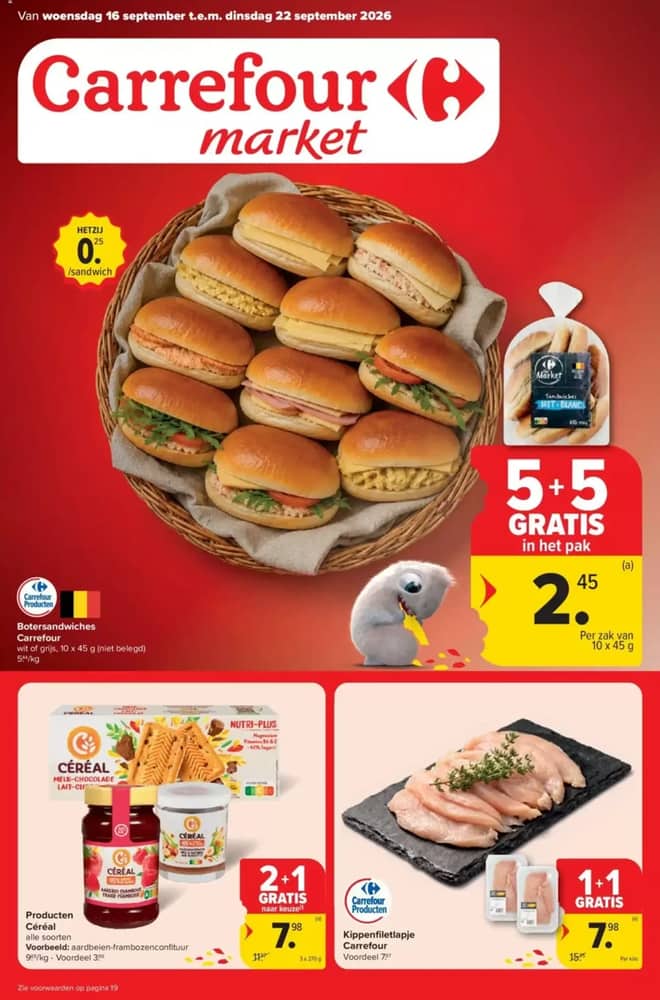 Voorpagina van de folder van Carrefour Market, geldig 16–22 september 2026