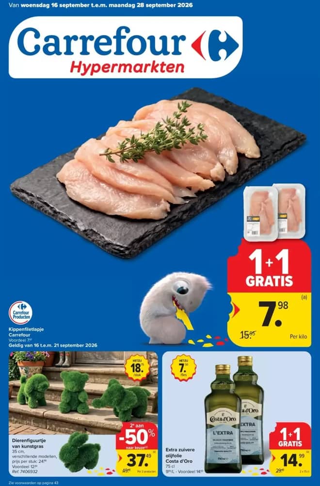 Voorpagina van de folder van Carrefour, geldig 16–28 september 2026
