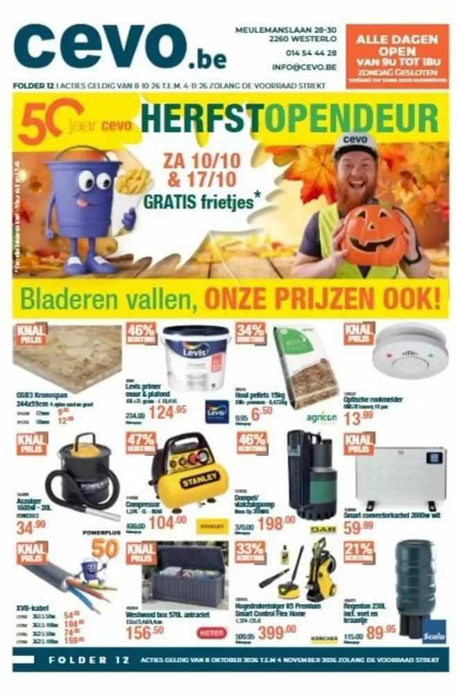 Voorpagina van de folder van Cevo, geldig 12 oktober 2026 – 4 november 2026