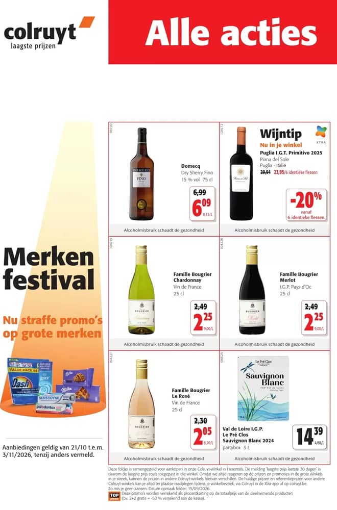 Voorpagina van de folder van Colruyt, geldig 21 oktober 2026 – 3 november 2026