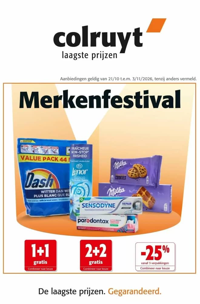 Voorpagina van de folder van Colruyt, geldig 21 oktober 2026 – 3 november 2026