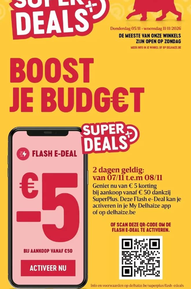 Voorpagina van de folder van Delhaize, geldig 5–11 november 2026
