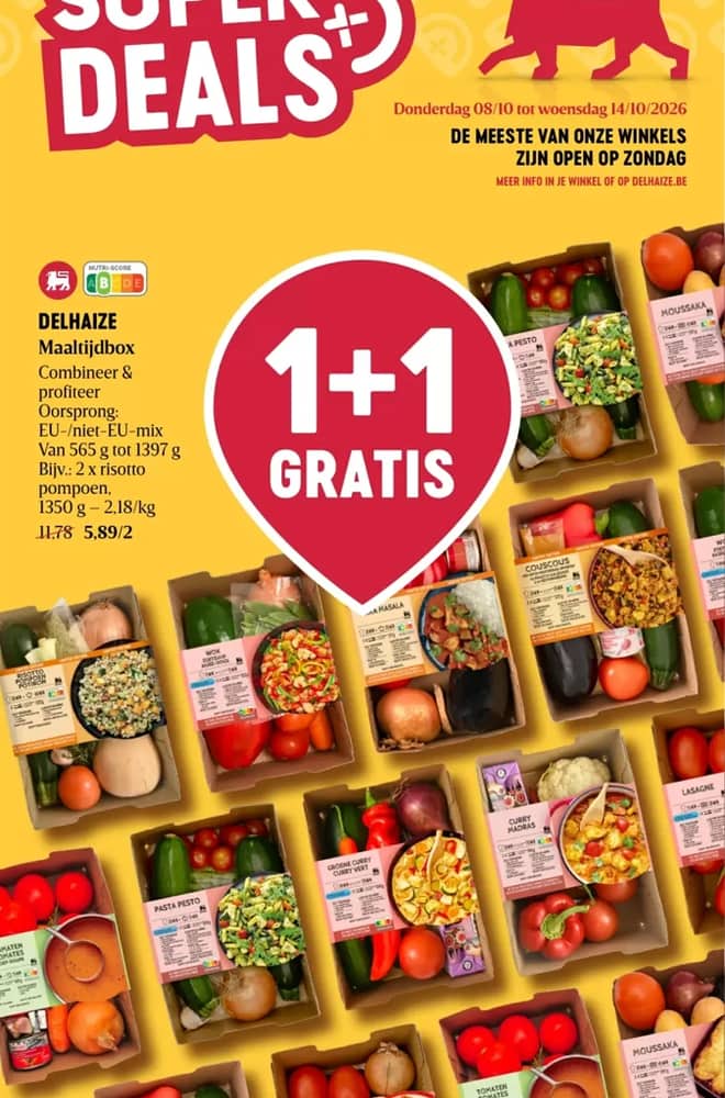 Voorpagina van de folder van Delhaize, geldig 8–14 oktober 2026