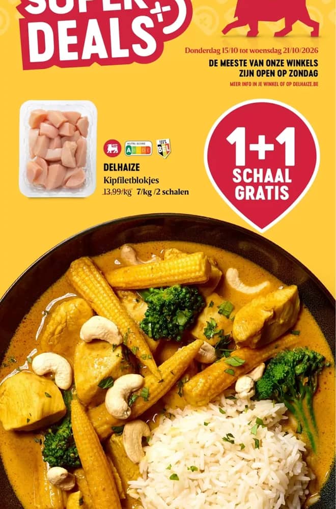 Voorpagina van de folder van Delhaize, geldig 15–21 oktober 2026